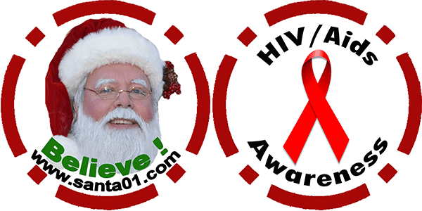 Santa claus and a santa claus with the words hiv/aids.