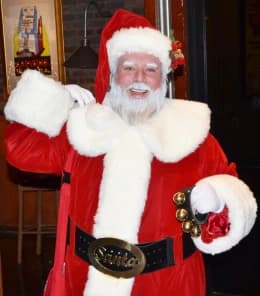 A man dressed as santa claus is posing for a picture.