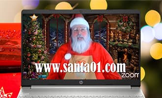 A laptop with a santa claus on it.